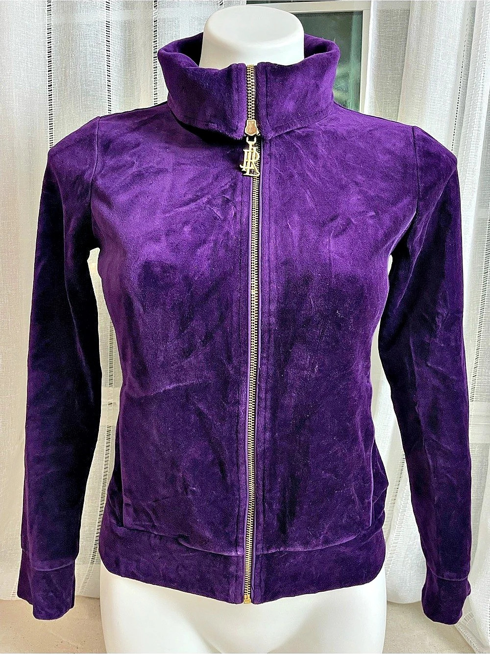 Lauren Ralph Lauren Purple Velvet Zip Jacket Size P/P